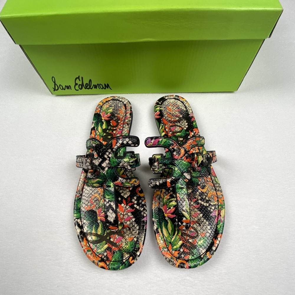 Sam Edelman Bay Tropical Floral Snakeskin Print Slide Sandals Womens Size 6.5 - Picture 3 of 7